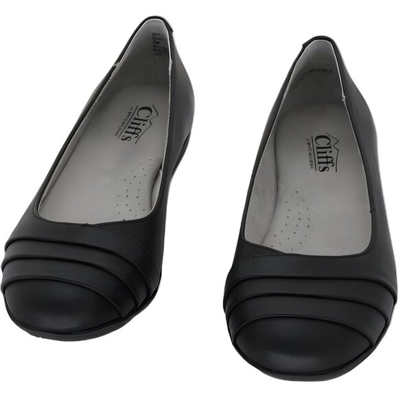Cliffs by White Mountain Black Comfort Flats Pleated Toe Slip-On Women 7M - Picture 5 of 6